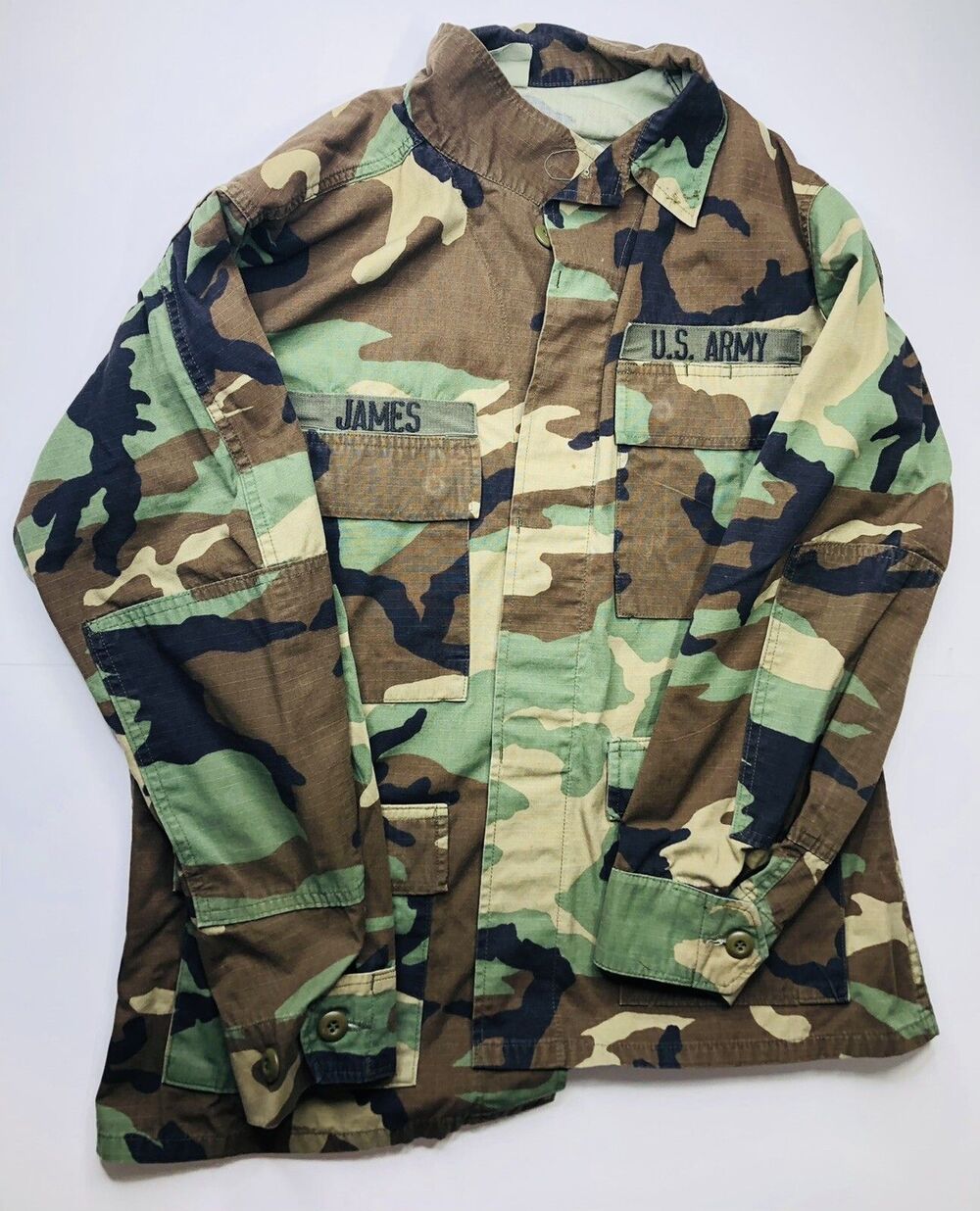 US Army Woodland Camouflage Fatigue Jacket Medium-Short 172nd Inf Brigade Patch